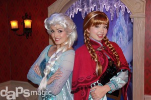 Elsa & Anna at Disneyland's Frozen Meet n' Greet Location