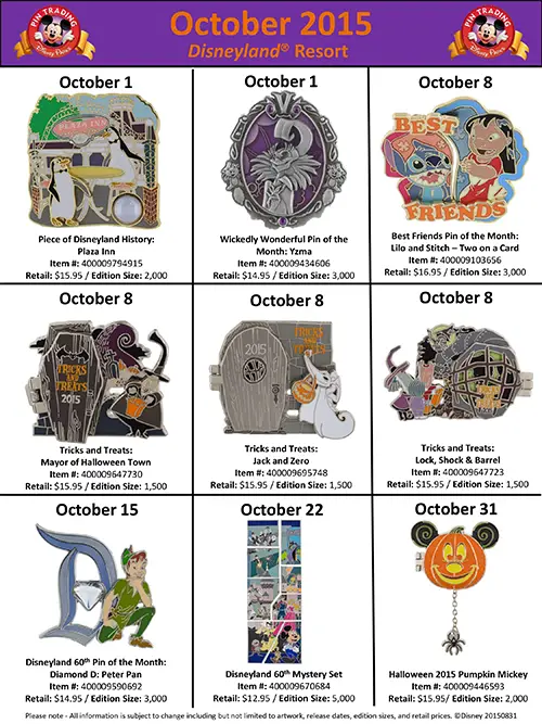 Disney Parks Pins October