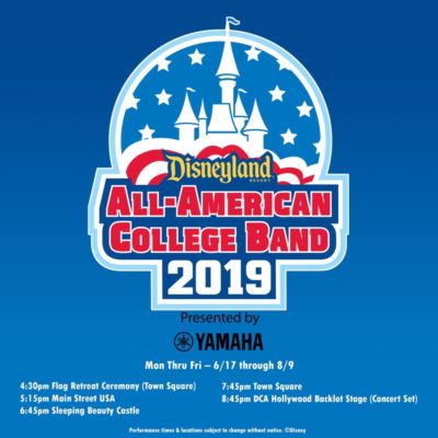 2019 Disneyland Resort All-American College Band Schedule