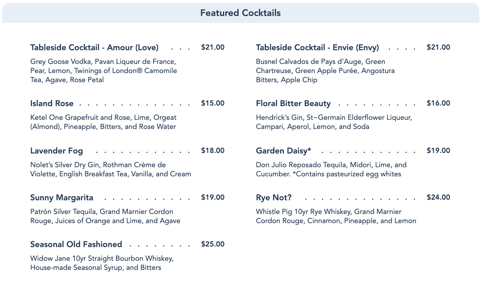 Enchanted Rose Menu - Featured Cocktails