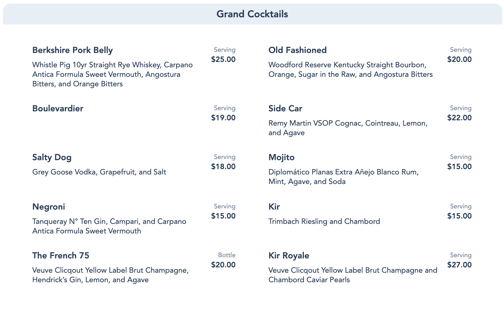 Enchanted Rose Menu - Grand Cocktails