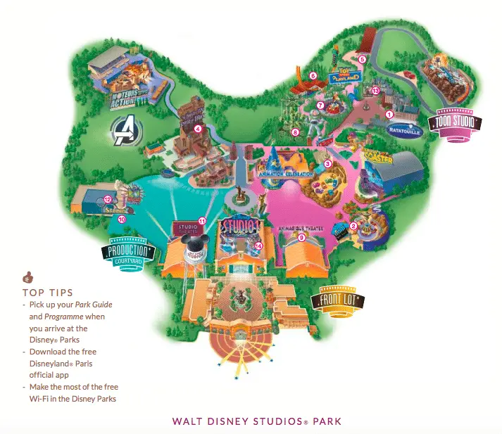 Cars Route 66 on Walt Disney Studios Park Brochure for Disneyland Paris